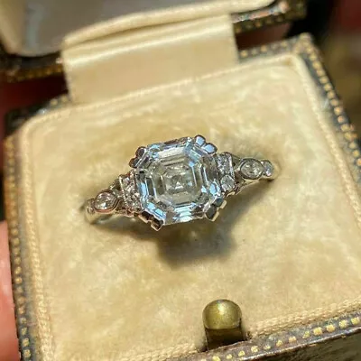 £78.85 • Buy 3 Ct Asscher Cut Diamond Art Deco Antique Engagement Ring In 14k White Gold Over
