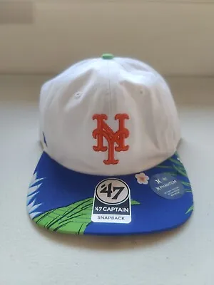 New York Mets MLB Baseball Hurley 47 Paradise Captain Snapback Hat New White  • $22