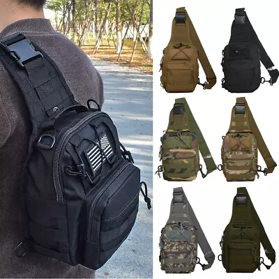 Tactical Molle Sling Bag Small Shoulder EDC Bag Crossbody Pack Travel Backpack • $14.98