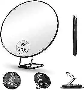 Magnifying Mirror And Tweezers Set Round Magnification With 3 20X Black • $12.29