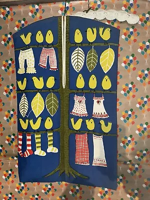 Vintage Large Clothes Pins Bag Hanging Line Washing Line Mid Century Bold Colors • $20