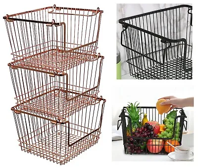 Vegetable Rack Fruit Wire Stacking Storage Basket Kitchen Stand 1 2 3 Tier • £9.94