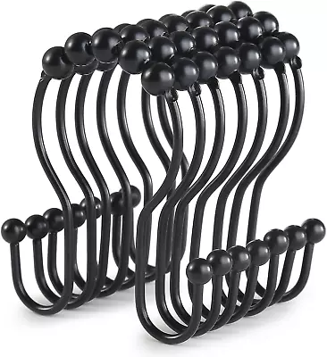 Goowin Shower Curtain Hooks 12 Pcs Shower Curtain Rings Stainless Steel Black  • $8.59