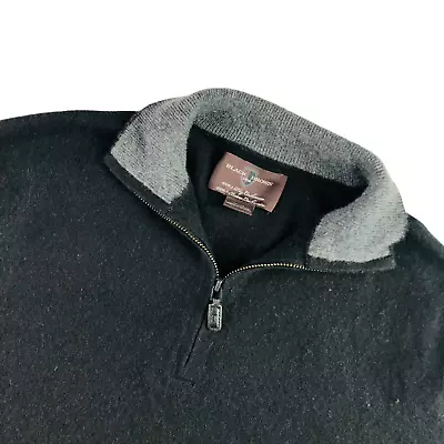 Black Brown 1826 Men's 100% 2-Ply Cashmere 1/4 Zip Pullover Sweater Black • XL • $22.56