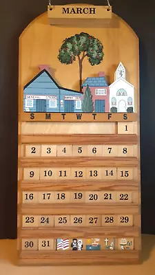 Vintage Wooden Perpetual Wall Calendar From The Pine Connection 1991 Complete • $25.97