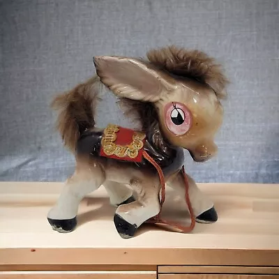 Donkey W/ Fur Figurine Vintage Ceramic Made In Japan • $19.67