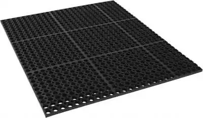 PRO-SAFE Black Rubber Anti-Fatigue Mat With Drainage Holes: 36  X 30  X 7/8  • $68.10