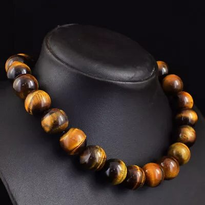 927 Cts Natural Golden Tiger Eye Round Shape Beads Womens Necklace JK 17E347 • $4.25