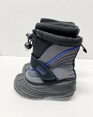 Chill Chasers Boys Toddler Size 6M Winter Boots Snow Water Proof Black Blue • $11.99