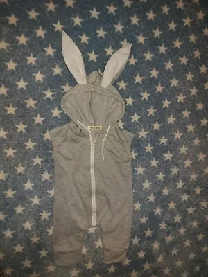 £14.99 • Buy Baby Easter Bunny Costume 3-6 Months Grey Bunny Ears Outfit 0-6 Months