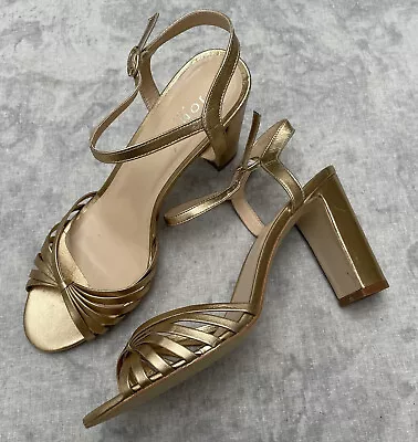 £39.99 • Buy JONAK VASSILY Dress Wedding Heeled Leather Shoes In Gold And Bronze