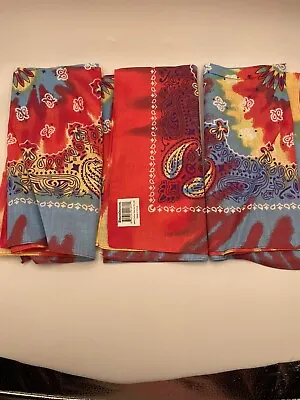 Lot Of 3 Tie Dye Bandanas Colorful Paisley (All Same Color/Pattern) • $10.16