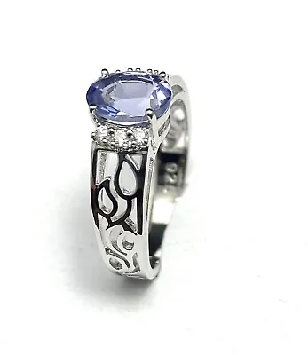 R1214P Filigree Mt. St. Helens Purple Helenite 6x8mm 1.2Ct Sterling Silver Ring • $50