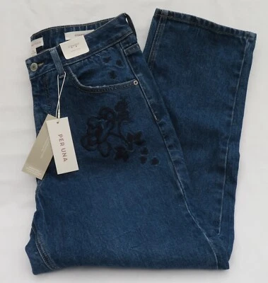 £19.50 • Buy Ladies Marks & Spencer Per Una Indigo Floral Embroidered Straight Jeans Size 14