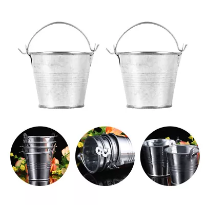  4 Pcs Mini Bucket Galvanized Flower Decorate Outdoor Pots For Indoor Plants • $8.39