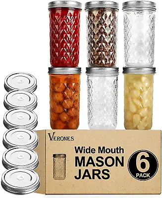 Wide Mouth Mason Jars 22 Oz  22 OZ Mason Jars Canning Jars Jelly Jars With Wide • $35.98