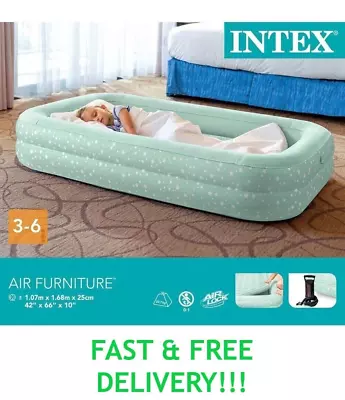 Intex Kids Travel Bed Inflatable Kid Airbed Junior Set Portable Single Hand Pump • £47