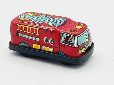 Vintage Tin Litho Miniature Friction Fire Truck Hong Kong 1 3/4   • $20