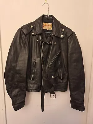 Vintage Excelled Leather Motorcycle Jacket Size 38 Made In USA • $124.95