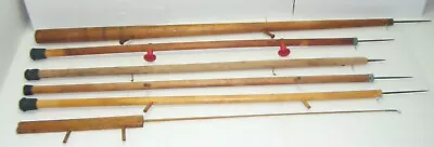 6 Vintage Wood Winter Ice Fishing Poles-Rods - 5 With Ice Picks • $88