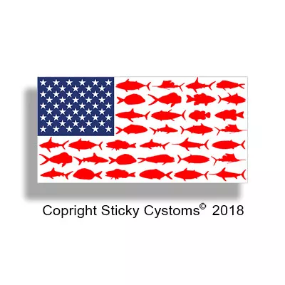 $2.49 • Buy American Flag Fish Sticker USA Fishing Decal Car Vehicle Window Graphic Bumper