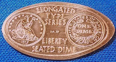 ADA-43: Vintage Elongated Cent:  ELONGATED TYPE SERIES - LIBERTY SEATED DIMES • $2.50