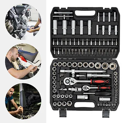 108-piece Silvery Socket Wrench Mechanics Tool T-shaped Handle + Carrying Case  • $60