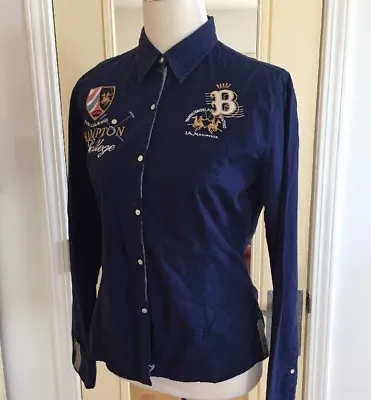 La Martina Ladies Polo Button Front Shirt Hampton College Polo Club Sz4 • $80