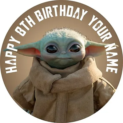 Baby Yoda Grogu Personalised Edible Cake Toppers & Cupcakes • £5.99