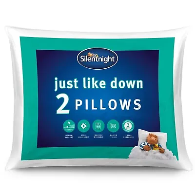 Silentnight 2 Pack Pillows Soft Medium Firm Support Just Like Down Hollowfibre • £17.99