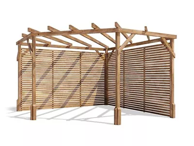 Corner Pergola Kit Garden Trellis Slatted Walls Wooden 3m X 3m Utopia Diamond • £824.99