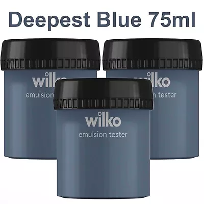 Wilko Emulsion Paint For Wall & Ceiling Tester Pots 3 X 75ml - Deepest Blue • £9.99