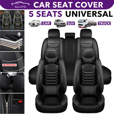 $91.99 • Buy 5-Seats Universal Car Seat Covers PU Leather Seat Cushion Non-slip Protector AU