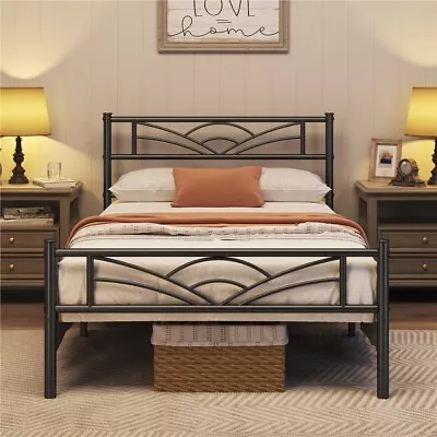 Twin/Full/Queen Metal Bed Frames With Headboard Platform Bed For Home Bedroom • $64.99