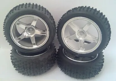  1/10 RC Nitro Electric Car Buggy Off Road Wheels Front Rear Studded Tyres SV • £21.49