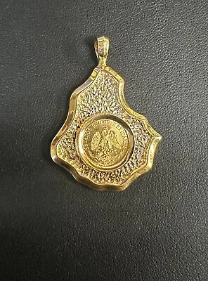 1945 State Of Mexico Federal District Map 2 Pesos Gold 14kt Pendant 5mm Bale • $2000