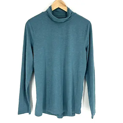 Duluth Trading Shirt Size Medium Blue Merino Wool Dry Mighty Turtleneck Top Knit • $31.49