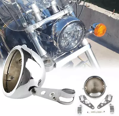 5.75 Headlight Housing Universal Motorcycle Chrome 5 3/4 Inch LED Headlight Buck • $35.64