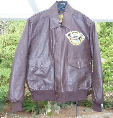 Vintage Indy 500 Champion Spark Plugs  100 Mile An Hour Club  Leather Jacket Xl • $99.95