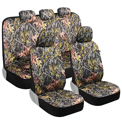 Woodland Camo Car Seat Covers Full Set Front Rear Bench Seat Protectors • $38.99