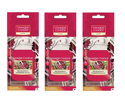 Yankee Candle Car Jar Air Freshener Fragrance Scent 2D - Red Raspberry - 3 Pack • £6.99