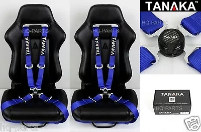 X 2 Tanaka Universal Blue 4 Point Camlock Quick Release Racing Seat Belt Harness • $98.99