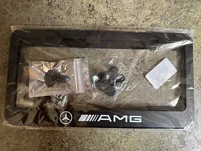 Mercedes Benz AMG License Plate Frame W/ Black Amg Tire Valve Cap • $14.94