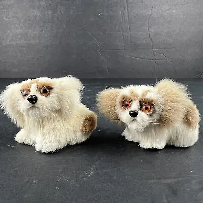 Vintage Mini Miniature 1.5  Puppy Dogs With Real Fur Collectible Figurine • $28.66