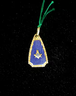 14k Yellow Gold Vintage Enamel Masonic Pendant/Charm • $199.95