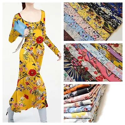 Floral Print Soft Crepe Georgette Material Dress Drape Craft Fabric 58  Meter • £2.89