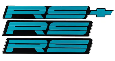 1991-1992 Camaro RS Teal Rocker Panel & Rear Bumper Emblem Set Of 3 *9192RSTEAL • $49.95