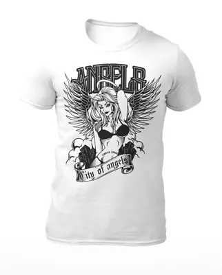 City Of Angels - Urban Angel Tattoo Pinup Model - Men's T-Shirt - Womens T-Shirt • £9.99