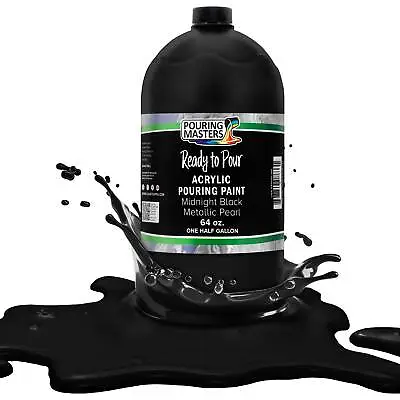 Pouring Masters Midnight Black Metallic Pearl 64oz Acrylic Pouring Paint • $39.99