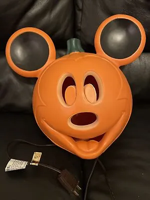 Mickey Mouse Light Up Jack O Lantern Halloween Pumpkin Plastic Blow Mold Disney • $12.50